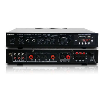 KTV Home Theatre-systeem Professionele versterkerkaart met 2 microfooningangen en LDZS 5.1-kanaals stereomixer