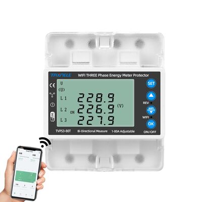 RMshebei Tuya App-Control Smart Breaker 3-Phase WiFi PV Energy Monitoring 80-380V Auto Reset AC Voltage Imbalance Detection for
