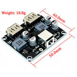 Gelijkstroom-gelijkstroom Buck Converter Charging Step Down-de Module 6-32V 9V 12V 24V aan Snelle Snelle Lader scheept Dubbel USB QC3.0 QC2.0 in