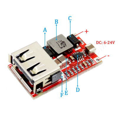 De Machtsmodule 12V/24V van gelijkstroom Buck Step Down Converter 12v 5v aan van de AUTOusb van 5V 3A de Stap van de de Ladersmodule 6-24V gelijkstroom - onderaan Machtsmodule