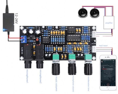 PT2399 NE5532 Microfoonversterker met DC12-24V werkspanning voor stereo-audioversterking