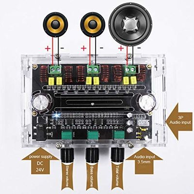 3 kanalen audioversterker module DC 6-100V met 80W*2+100W uitgangsvermogen voor professionele audiosystemen