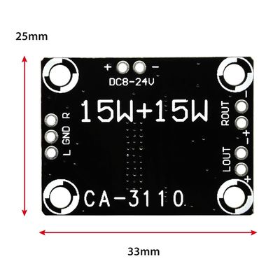 TPA3110 Hoogvermogen audioversterkerkaart 15W * 2 DC 8-18V