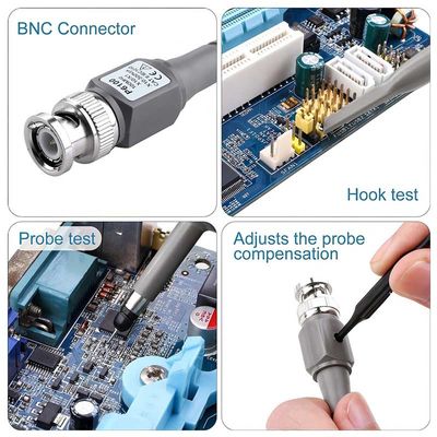 P6100 BNC Tester Tool Oscilloscope Probe Kit 100MHz 1X 10X Clip 2-Piece Set