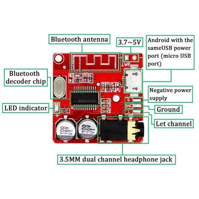 CA-6965 Micro USB 5V MP3 BT-decoderkaart Bluetooth-audio-ontvangermodule Universele component
