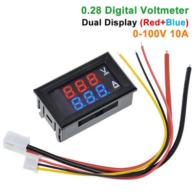 Van de de Voltampère van gelijkstroom 0-100V 10A de Digitale Meter Ac 0,28“ Rode Blauwe Aandrijving IC