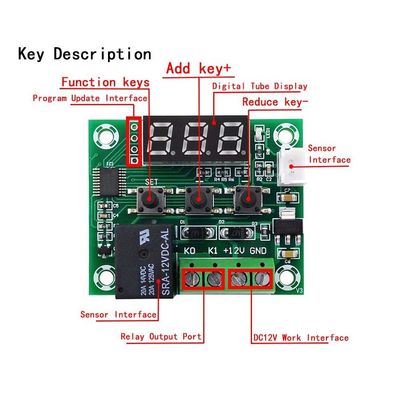 W1209 Controlemechanisme 1 10A-relais DC12V van de Thermostaat Digitaal Thermometer