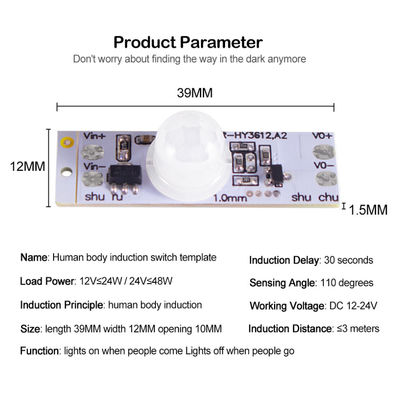 Slimme de Sensormodule PIR Motion Sensor Module Switch van gelijkstroom 12V 24V