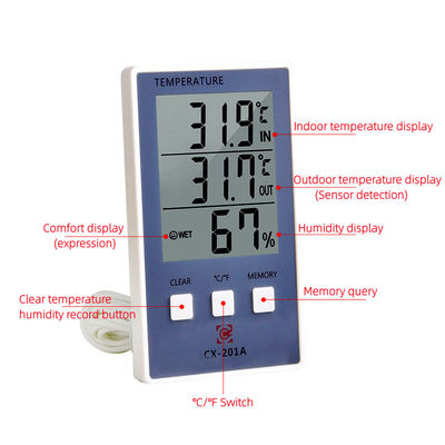 1.8F van de de Vochtigheidsmeter C/F LCD van de nauwkeurigheidstemperatuur van de de Vertoningssensor de SondeWeerstation