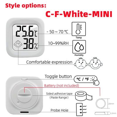 ABS Digitaal Thermometercontrolemechanisme Temperature Humidity Gauge 4.3*4.3*1.2cm