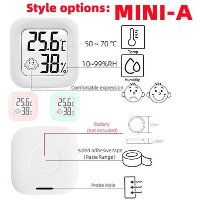 ABS Digitaal Thermometercontrolemechanisme Temperature Humidity Gauge 4.3*4.3*1.2cm