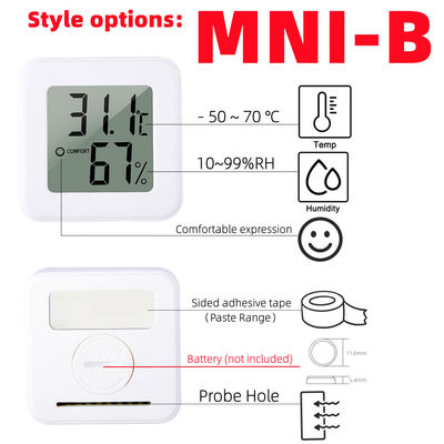 ABS Digitaal Thermometercontrolemechanisme Temperature Humidity Gauge 4.3*4.3*1.2cm