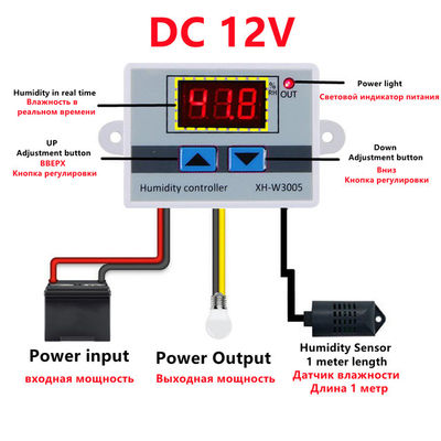 Xh-W3005 Digitaal Vochtigheidscontrolemechanisme gelijkstroom 12V 24V 220V 10A 0~99%RH