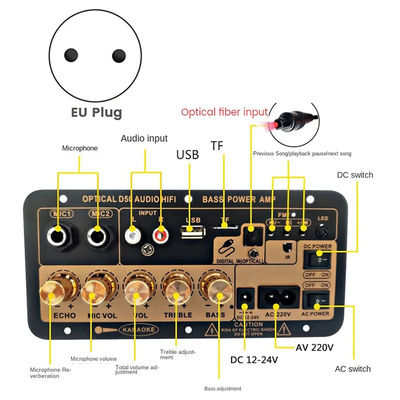 D50 100W Power Output Versterker Board met optische audio-invoer en instelbare hoge lage tonen Bluetooth AMP