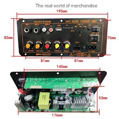 D100W Bluetooth 5.0 Power Amplifier Board AC 220V DC 12-24V 5V draadloze module voor 8-12 inch