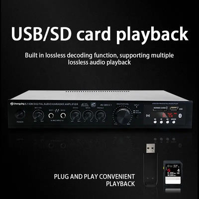 LDZS 5.1-kanaals professionele audioversterker met 200W+200W vermogen en Bluetooth-ondersteuning voor thuisbioscoopsystemen