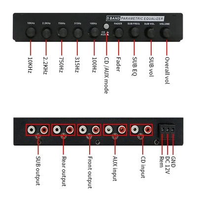 24V 5 Segment Auto Audio Equalizer met afstandsbediening en Aux Input voor nauwkeurige afstemming