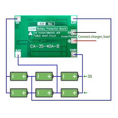 CA-3S-40A Li-Ion Lithium Batterij PCB BMS Beschermingsbord