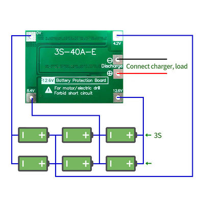 CA-3S-40A Li-Ion Lithium Battery Charger Lipo Cell Module PCB BMS Beschermingsbord Voor Boormotor 12.6V Met Balans