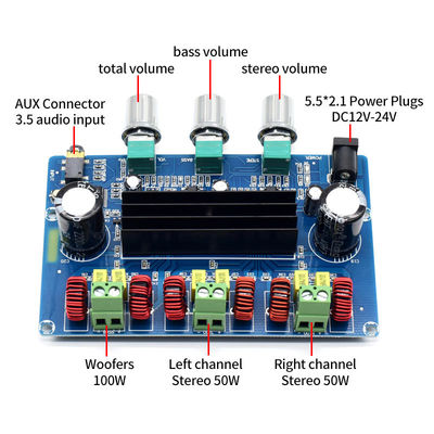 CA-3166B Digital Power Amplifier Board DC12-24V 50Wx2+100W met Bluetooth 5.0 Klasse D Audio module