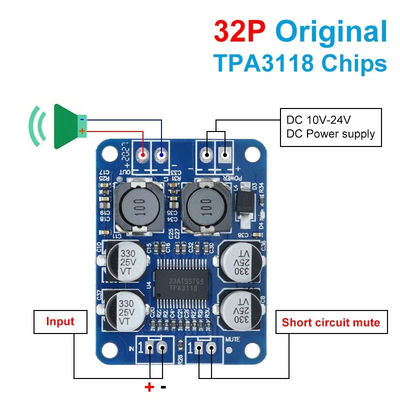CA-3118 Versterkerbord 1*60W 8-24V TPA3118 PBTL Mono Klasse D Digitaal Power Audio Board