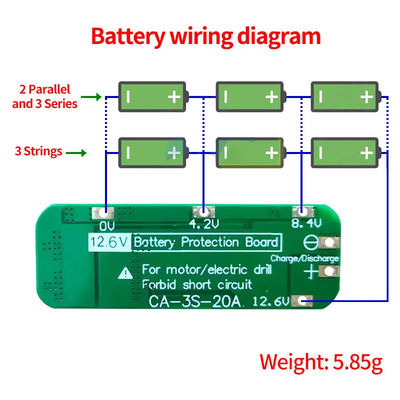 CA-3S-20A-E 11.1V 12V 12.6V BMS Batterijbeschermingsbord Lithium 3s BMS-module