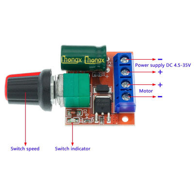 CA-105A Mini 5A DC-motorsnelheidsregelaarmodule Max. 90W 3V-35V