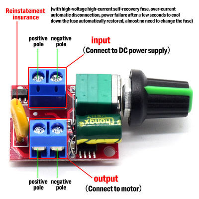 CA-105AS 35V 5A 90W PWM motor snelheidsregelaar Aanpassingsbordschakelaar