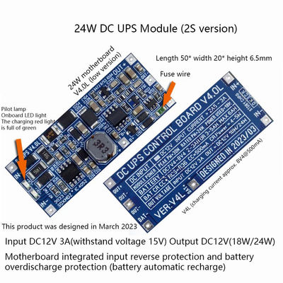 Versatile 24W DC UPS-stroomtoevoermodule voor netwerkapparaten ondersteunt 12V/15V-uitgang
