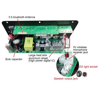 100-300W Car Audio Amplifier Board met Bluetooth 5.0 en Dual Mic Input voor Karaoke en Subwoofer