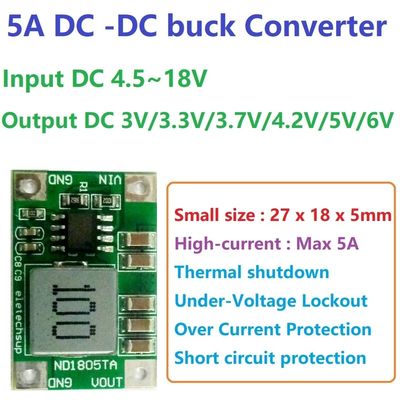 Standaard montage-type DC-DC-omvormerbord voor 4,5V-18V tot 3V-6V spanningsregeling