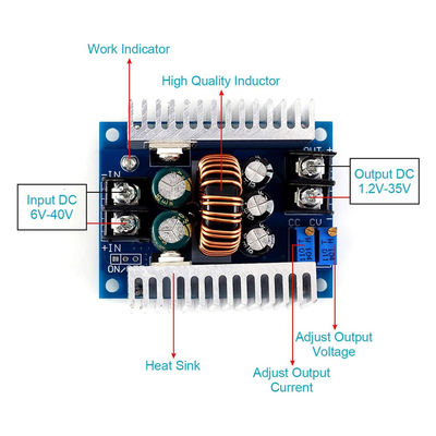 300W 20A DC-DC Buck Converter Step Down-module met stroombeperkend bereik van 0,2-20A