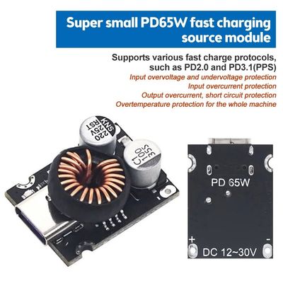 QC4.0 QC3.0 Type-C USB PD65W sneloplaadingsadaptermodule met standaard montage