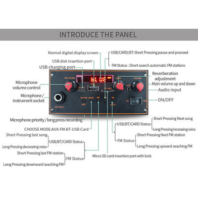 2x10W Bluetooth 5.0 Stereo Moederbord met MP3 Decoder en FM Radio Functie