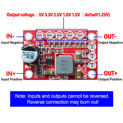 Stepping Down Power Module CA-1239 Verstelbare Buck Converter 5-15V Input 1.25V/1.5V/1.8V/2.5V/3.3V/5V Output