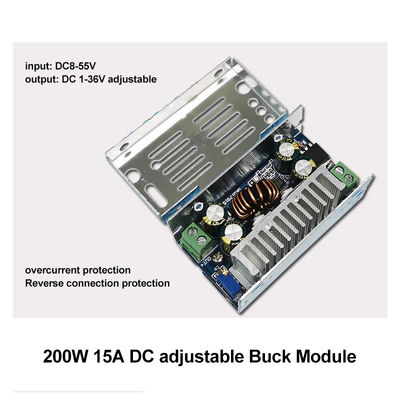 200W DC-DC Buck Module 15A Step-Down Converter 8-55V tot 1-36V met standaard montage