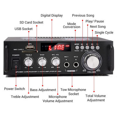Digitale HIFI Audio Stereo Power Amplifier van 300 W met LCD-scherm en Bluetooth