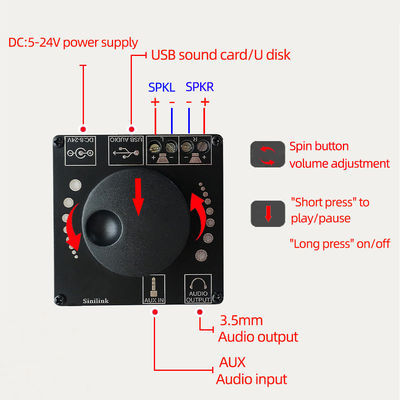 2x50W Dual Channel Speaker 3.5mm AUX Audio Stereo BT 5.0 Amp Digitaal HIFI Power Amplifier Board