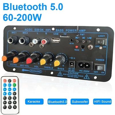 D20 200W BT 5.0 Versterker Board Car Stereo Versterker met dubbele microfoon en subwoofer ondersteuning