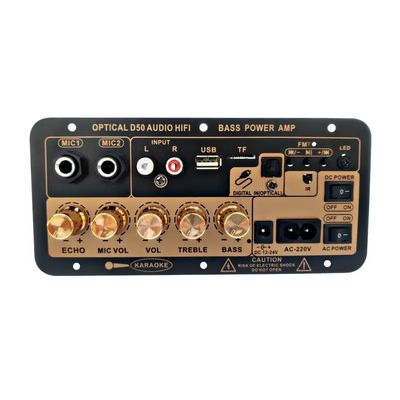 D50 Versterkerbord Met Optisch Audio BT AMP USB FM Radio TF Player Zwart Voor Huis Auto
