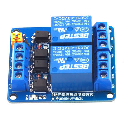 2 kanalen relaismodule met dubbele optocouplerisolatie 3.3V 5V 12V 24V voedingsmodule