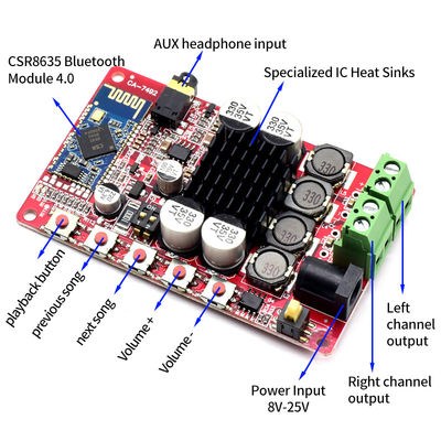 TDA7492P Digitale vermogenversterkermodule met BT 5.0 en 2 kanalen 2.0 voor 8-25V gelijkstroom