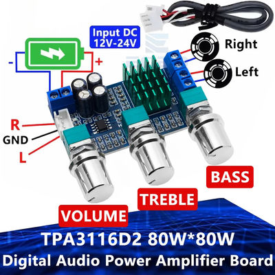 80W x 2 Dual Channel Digital Audio Pre Amplifier Board Module TPA3116D2 2.0 kanalen