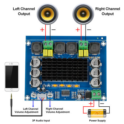 120W Dual Channel Digital Audio Amplifier Board TPA3116D2 voor DC 12V-24V