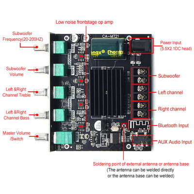 CA-MT21 2.1 Kanaal BT 5.0 Subwoofer Versterker Board 2*50W+100W 12-24V AMP+BT