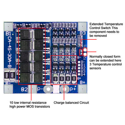 CA-4S-30A-B Lithium 18650 BMS Batterijbeschermingsbord 30A 14.8V 12.8V 4s BMS-bord