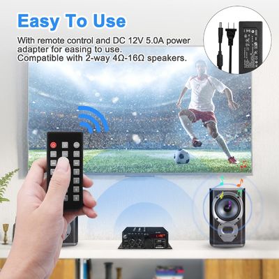 AK-380 USB SD Audio Power Amplifier 400W 2.0 CH HiFi Stereo AMP luidspreker Bluetooth 5.0 Amp ontvanger met afstandsbediening voor thuis