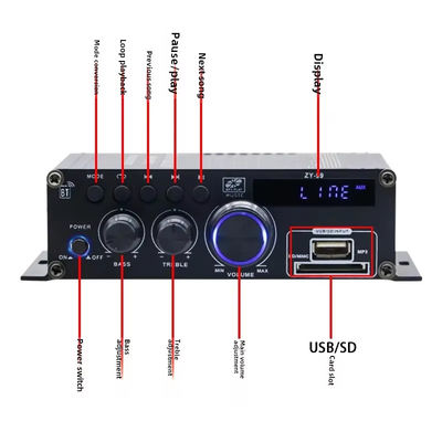120W Dual Channel Power Amplifier met equalizer voor HiFi Stereo Audio