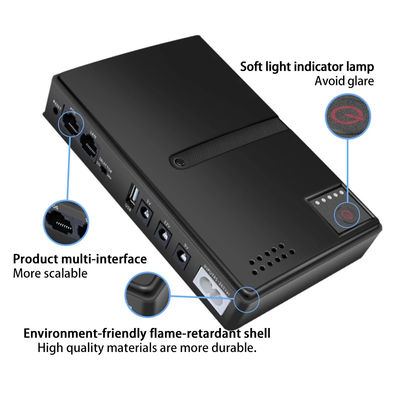 Mini 10400mAh 36W Ononderbroken stroomvoorziening (UPS) voor Router Modem CCTV Beveiligingscamera AC DC Configurable Power Source
