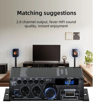 AK-380 2.0 Channel Bluetooth v5.0 Audio Versterker met 100-300W uitgangsvermogen voor Home Theater